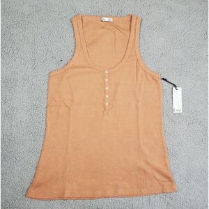 Henley Y2K Tank Top Womens Extra Large Thermal Waffle Knit Bella Swan Orange NWT